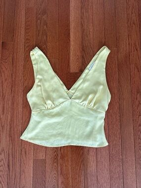 Meshki size S Yellow V-Neck Halter Satin Top